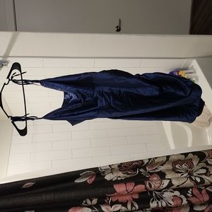2X Blue Satin Rouched Assymetrical Dress from Cider